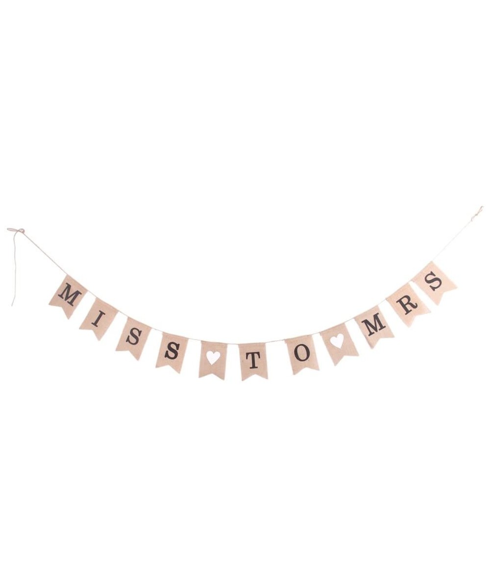 Miss to Mrs Wedding or Party Natural Burlap Banner Decoration - CM17YYZ5QRA $5.42 Banners & Garlands