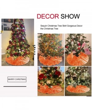 Coral Sequin Tree Skirt 24" Round Tree Skirt Orange Christmas Tree Decoration Xmas Tree Skirt Wedding Party Decor Glitter Tre...