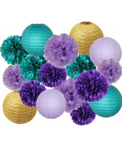 Under The Sea Party Decorations/Mermaid Party Supplies 18pcs Teal Lavender Purple 10inch 8inch Tissue Paper Pom Pom Paper Lan...