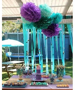 Under The Sea Party Decorations/Mermaid Party Supplies 18pcs Teal Lavender Purple 10inch 8inch Tissue Paper Pom Pom Paper Lan...