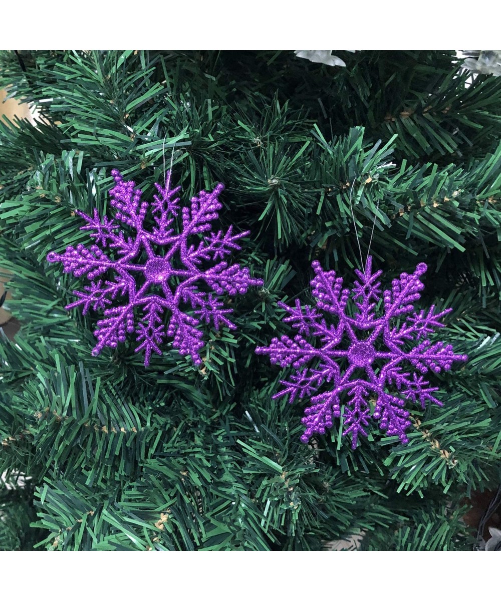 36PCS Plastic Christmas Glitter Snowflake Ornaments Christmas Tree Decorations- 4 Inch Plastic Snowflake Ornaments for Winter...