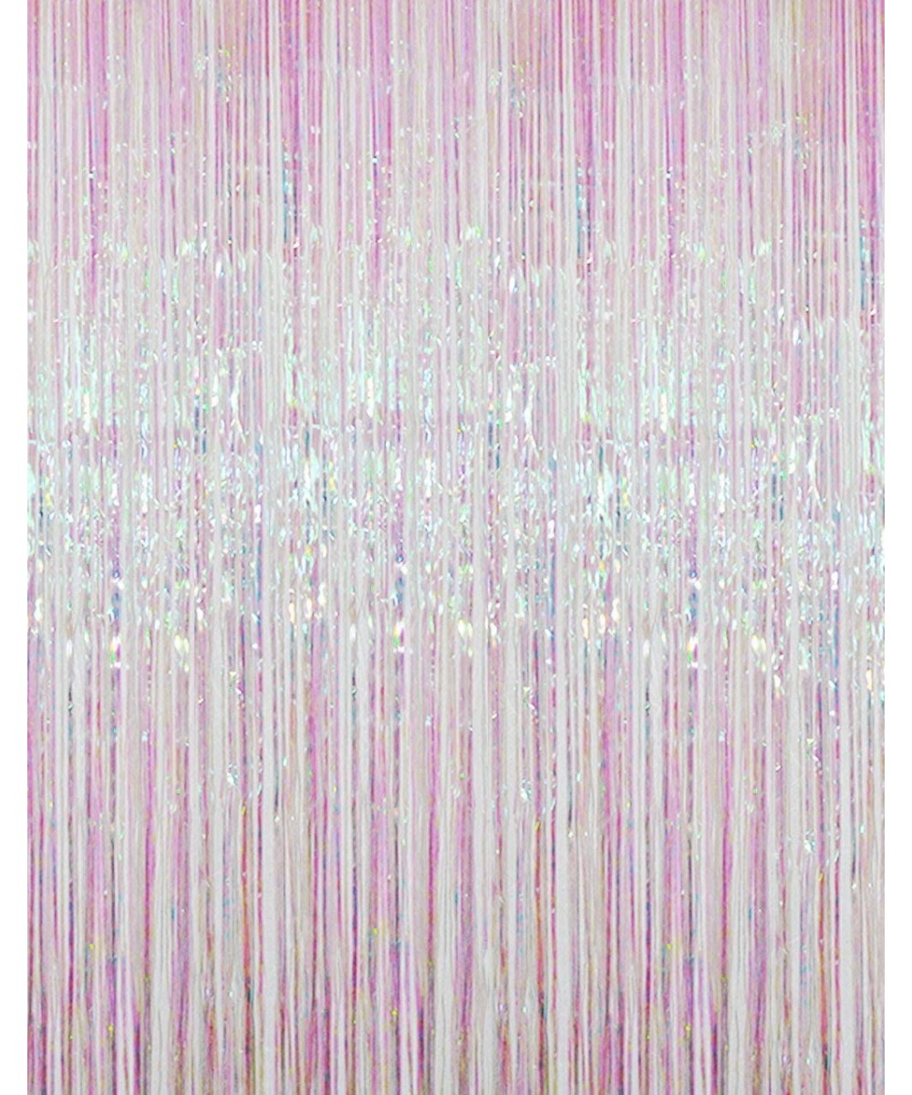 3.2 ft x 9.8 ft Metallic Tinsel Foil Fringe Curtains for Party Photo Backdrop Wedding Decor (Iridescent-1 Pack) - C9186DGW9L7...