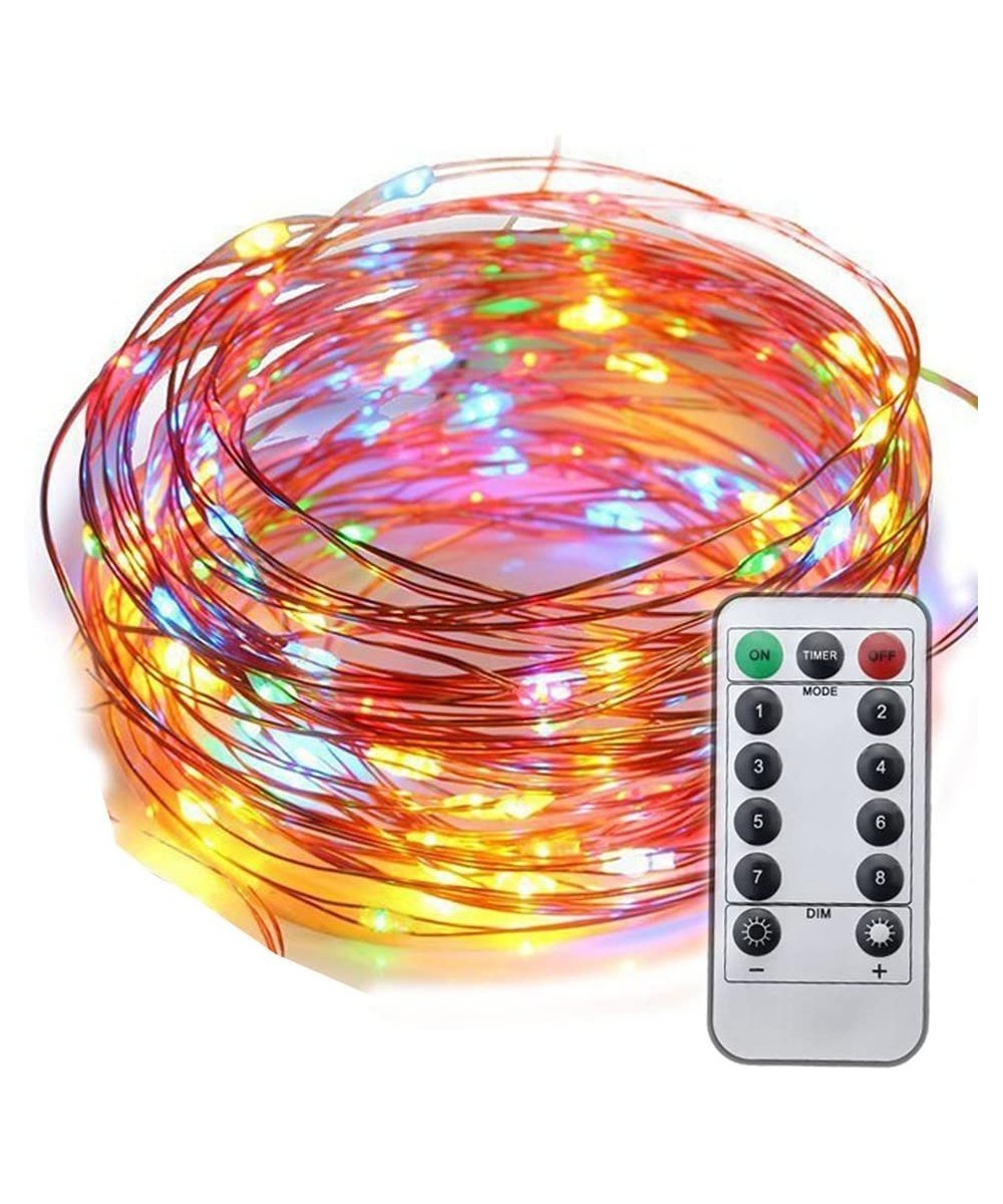 LED String Lights-33ft LED Rope Lights Battery Operated with Remote Timer 8 Mode Dimmable Fairy Lights Waterproof Firefly Lig...