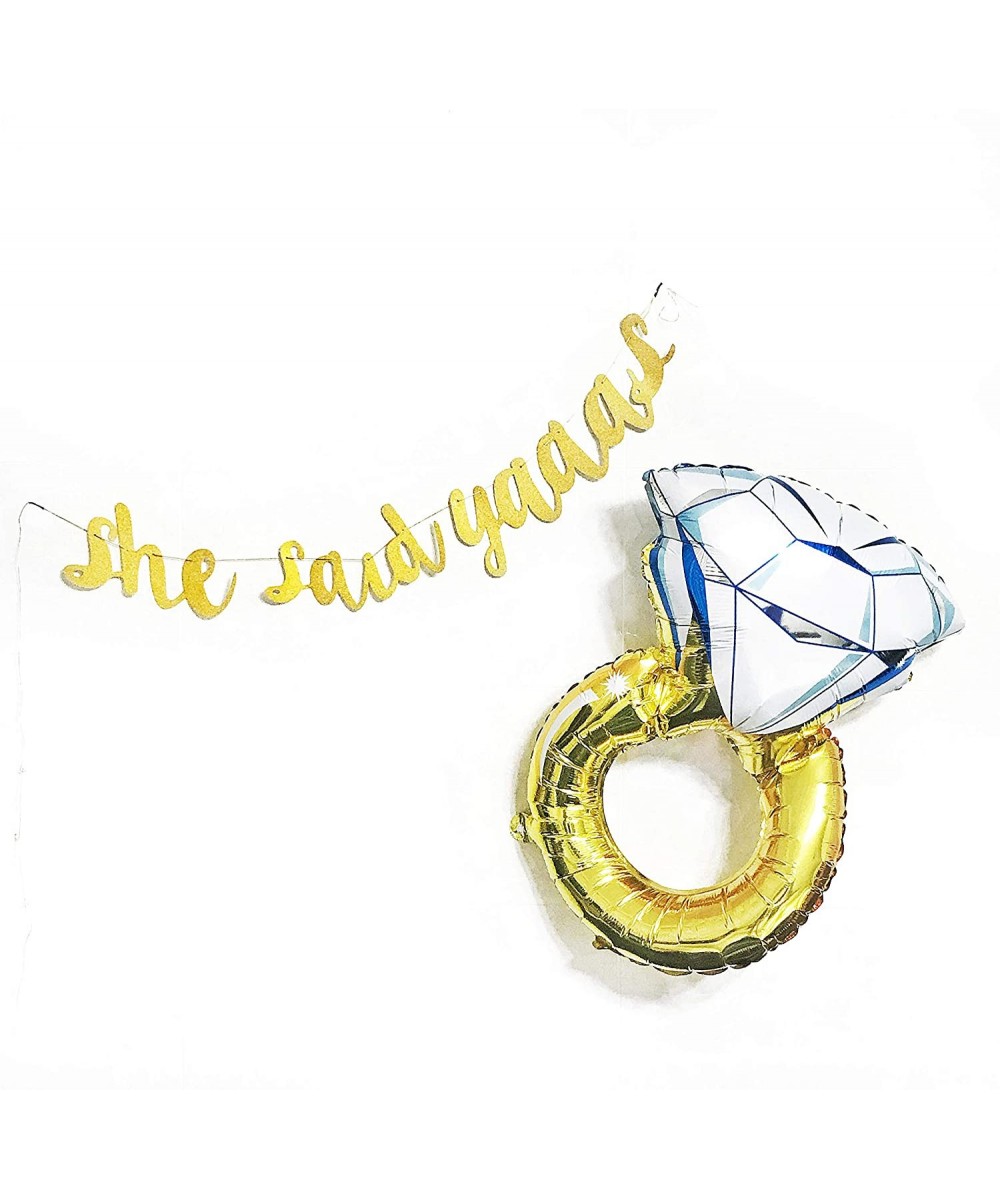 She Said Yes Banner Diamond Ring Balloon Engagement Party Decorations Bachelorette Party Balloons Engagement Banner Proposal ...