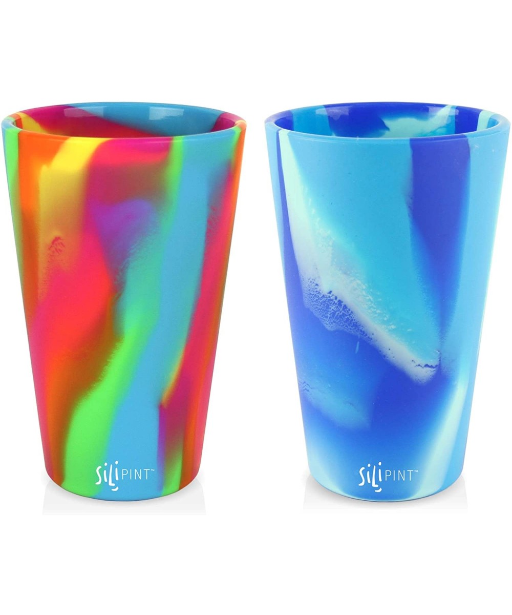 Silicone Pint Glass Set of 2- Patented- Shatter-proof- Unbreakable Silicone Cup Drinkware - One of Each Pint Glass - Hippie H...