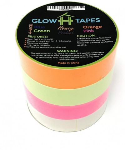 Glow in Dark Tape - Heavy Duty Set of 4 Bright Colors Green- Orange- Blue- Pink - Strong With Hours of Glow - Great For Glow ...