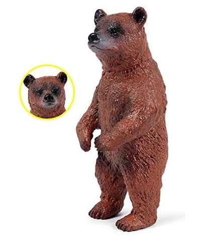 3 Pack Grizzly Bear Figures Toy- Forest Animal Figurines Cake Topper Woodland Animal Party Supplies Baby Shower Brown Bear De...