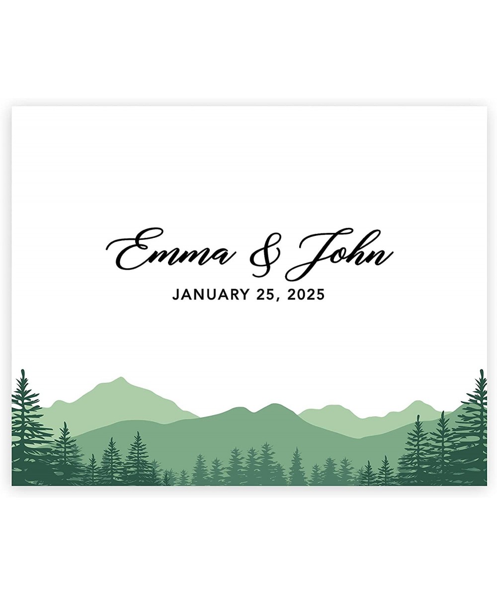 Custom Large Wedding Canvas Guestbook Alternative- 16 x 20 Inches- Mountain Forest Trees- Horizontal Woodland Wedding Persona...