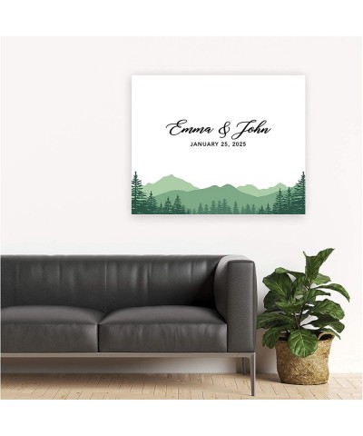 Custom Large Wedding Canvas Guestbook Alternative- 16 x 20 Inches- Mountain Forest Trees- Horizontal Woodland Wedding Persona...