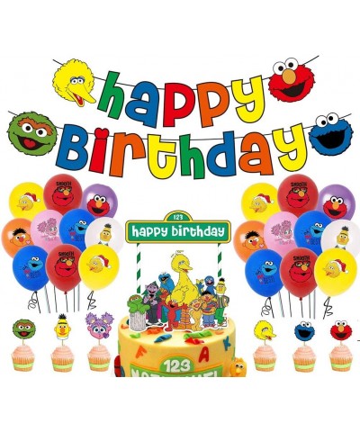 Sesame Street Birthday Party Supplies Pack Includes Banner Cake Topper -24 Cupcake Toppers -21 Balloons for Sesame Street par...