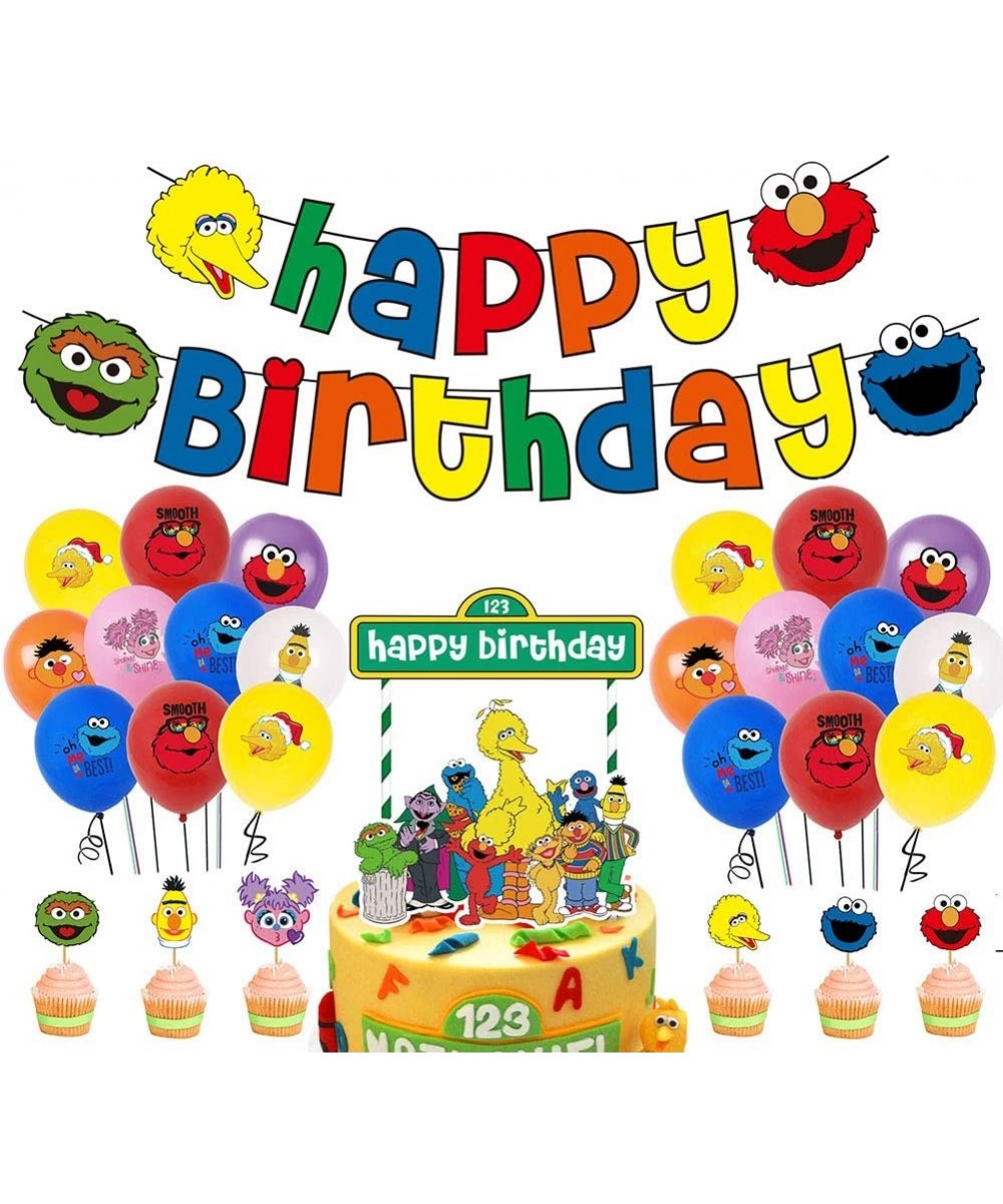 Sesame Street Birthday Party Supplies Pack Includes Banner Cake Topper -24 Cupcake Toppers -21 Balloons for Sesame Street par...