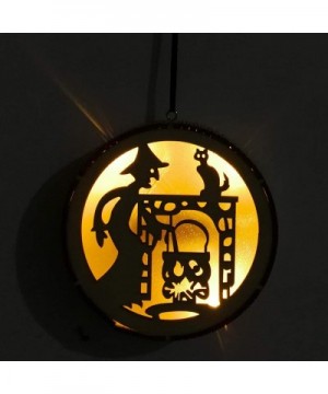 Wooden String Lights Halloween Decorations Hanging LED Light Hollow Round Witch Elf Pumpkin Lights Set for Outdoor Indoor Hal...