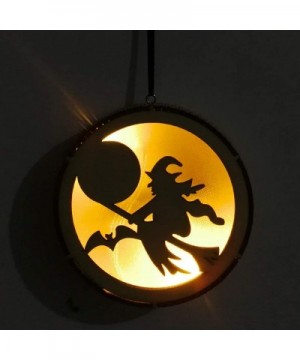 Wooden String Lights Halloween Decorations Hanging LED Light Hollow Round Witch Elf Pumpkin Lights Set for Outdoor Indoor Hal...