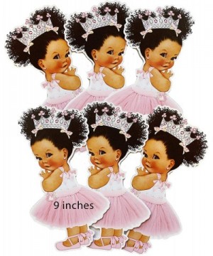 Pink Silver Princess Cutouts African American Baby Shower Birthday Decoration (9 inches Tall) - CJ196ED5QE8 $14.86 Centerpieces