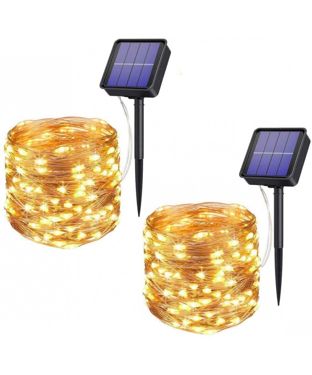 [2 Pack] Solar Fairy Lights- 200 LED Outdoor Solar String Lights Garden Copper Wire Decorative Lights 66Ft Waterproof Indoor ...