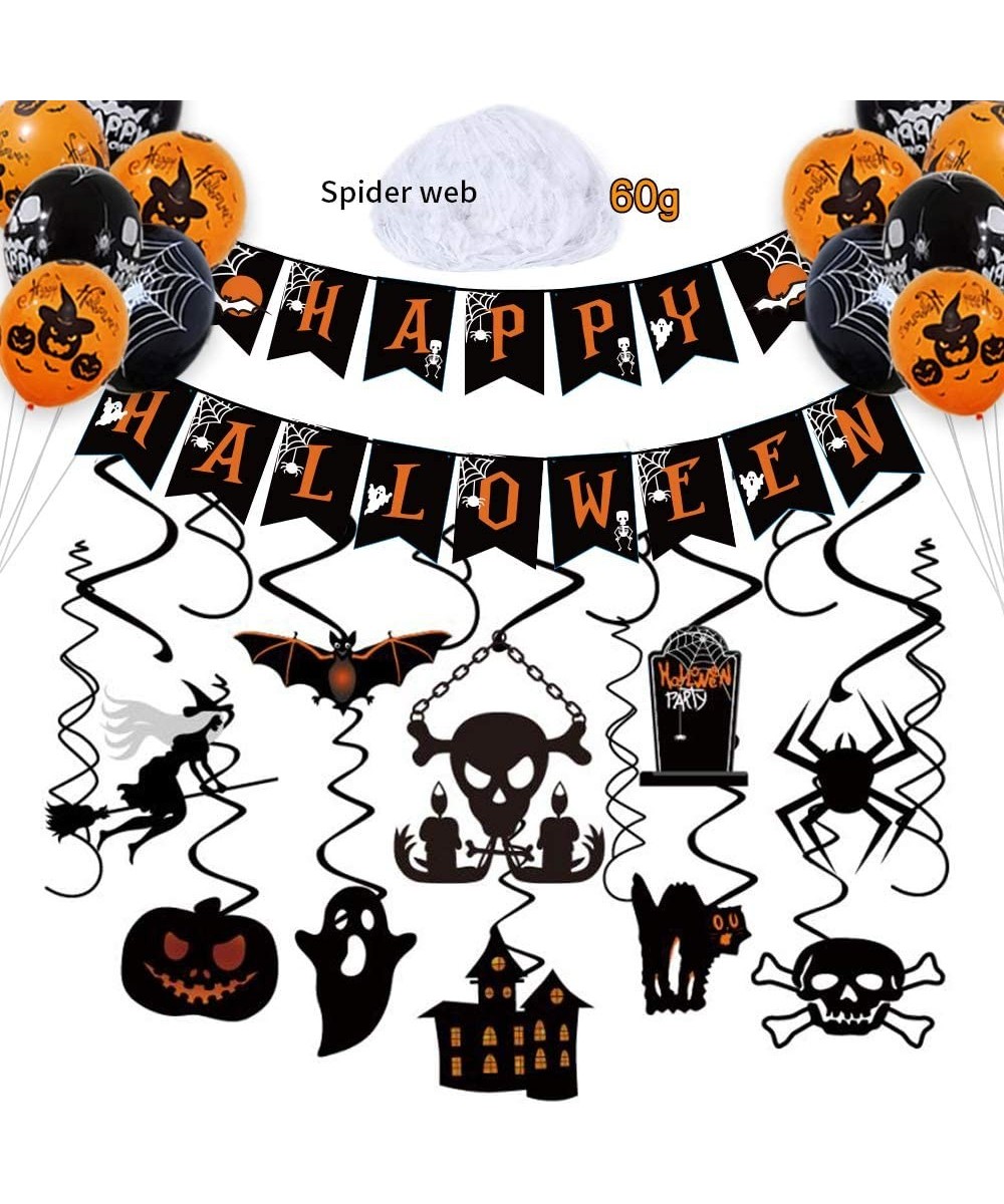 Halloween Party Hanging Decorations Kit- 30pcs Halloween Hanging Swirl- Halloween Banner- 20pcs Halloween Balloons with 60g H...