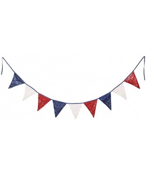 White Navy Blue and Red Sequin Bunting- Multicolor Fabric Triangle Flag Bunting for Party-Wedding Sequin Bunting/Garland- Out...