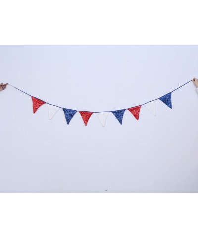 White Navy Blue and Red Sequin Bunting- Multicolor Fabric Triangle Flag Bunting for Party-Wedding Sequin Bunting/Garland- Out...