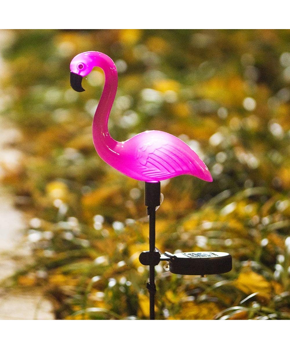 2 Pcs Flamingo Ground Spike Lights Solar Powered Garden Light Waterproof Park Decorative Lawn Lamp Pathway Outdoor Yard Walkw...