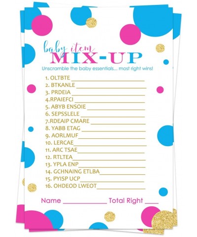 Gender Reveal Party Game Cards (25 Pack) Baby Shower Word Scramble - Unscramble Activity - Girl or Boy - Twins - Team Pink Bl...