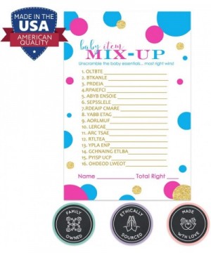 Gender Reveal Party Game Cards (25 Pack) Baby Shower Word Scramble - Unscramble Activity - Girl or Boy - Twins - Team Pink Bl...