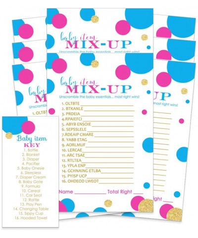 Gender Reveal Party Game Cards (25 Pack) Baby Shower Word Scramble - Unscramble Activity - Girl or Boy - Twins - Team Pink Bl...