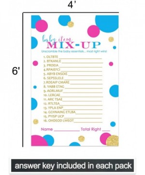 Gender Reveal Party Game Cards (25 Pack) Baby Shower Word Scramble - Unscramble Activity - Girl or Boy - Twins - Team Pink Bl...