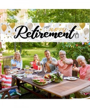 Happy Retirement Banner Horizontal Large Happy Retirement Sign Banner Fabric Retirement Yard Sign Backdrop for Retirement Par...