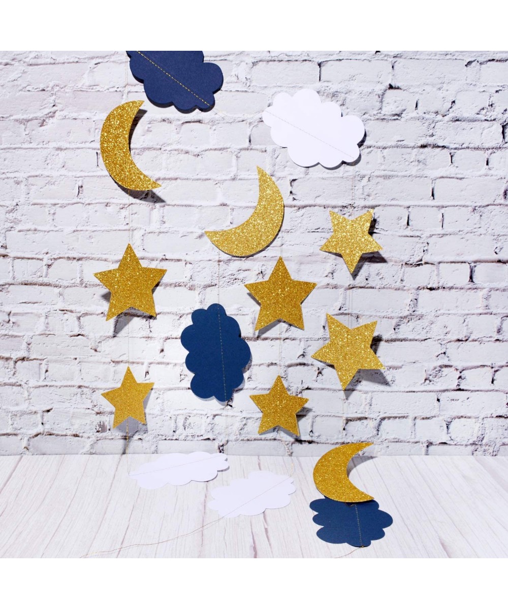 Twinkle Twinkle Little Star Baby Shower Decorations Boy Outer Space Birthday Party Decorations Navy Gold 2pcs Moon Cloud Star...
