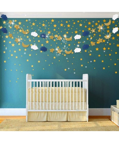 Twinkle Twinkle Little Star Baby Shower Decorations Boy Outer Space Birthday Party Decorations Navy Gold 2pcs Moon Cloud Star...