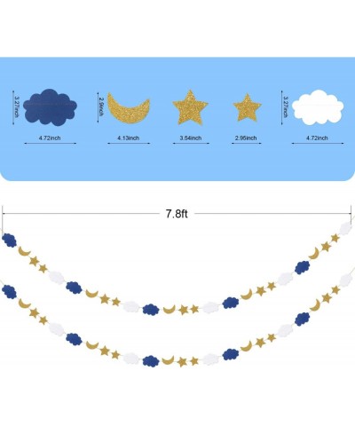 Twinkle Twinkle Little Star Baby Shower Decorations Boy Outer Space Birthday Party Decorations Navy Gold 2pcs Moon Cloud Star...