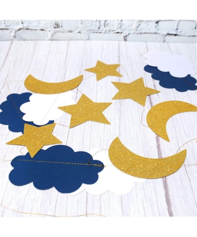 Twinkle Twinkle Little Star Baby Shower Decorations Boy Outer Space Birthday Party Decorations Navy Gold 2pcs Moon Cloud Star...