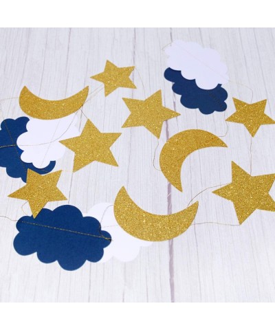 Twinkle Twinkle Little Star Baby Shower Decorations Boy Outer Space Birthday Party Decorations Navy Gold 2pcs Moon Cloud Star...