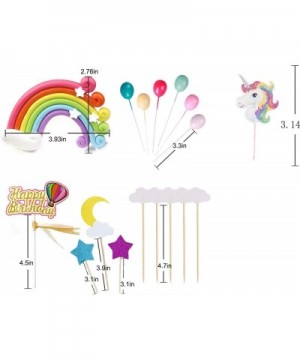 Cloud Rainbow Birthday Cake Topper Set- Birthday Wedding Cake Flags-Cake Picks Set -Include Cloud Balloon Moon Stars- Birthda...