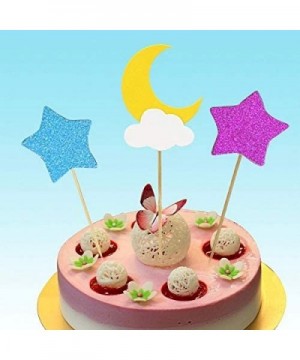 Cloud Rainbow Birthday Cake Topper Set- Birthday Wedding Cake Flags-Cake Picks Set -Include Cloud Balloon Moon Stars- Birthda...