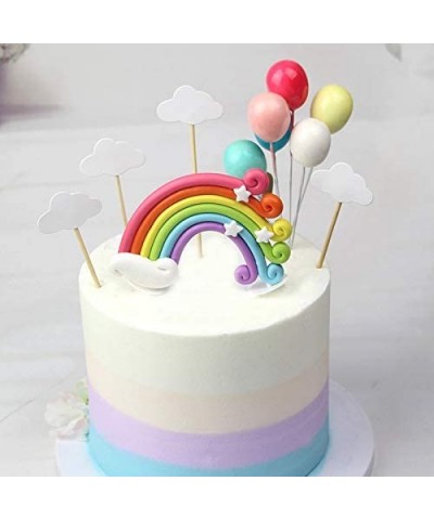 Cloud Rainbow Birthday Cake Topper Set- Birthday Wedding Cake Flags-Cake Picks Set -Include Cloud Balloon Moon Stars- Birthda...