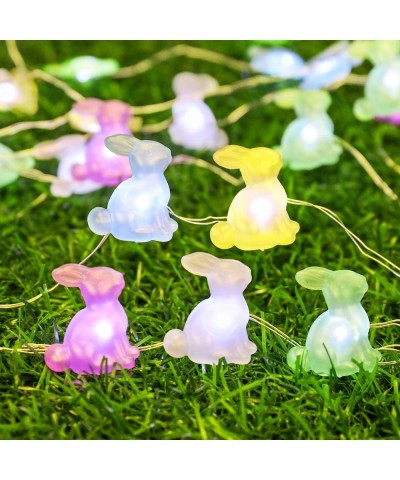 13.2Ft 40Lights 8Modes Easter Decoration RABIT Easter Lights String Battery Operated with Remote Bunny Fairy String Lights fo...