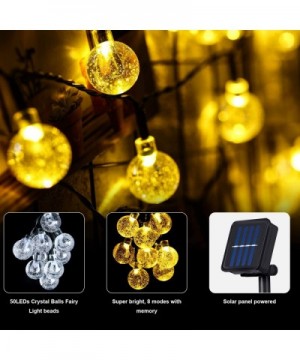 Globe Solar String Lights 50 LED 23 Ft Waterproof Outdoor Indoor Crystal Balls Fairy Lights with 8 Modes for Home Garden Pati...