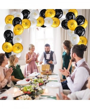 45 Piece 12 Inch 30th Birthday Party Latex Balloons Thirty Anniversary Party Decoration White Gold Black Theme Party Balloon ...