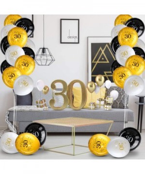 45 Piece 12 Inch 30th Birthday Party Latex Balloons Thirty Anniversary Party Decoration White Gold Black Theme Party Balloon ...