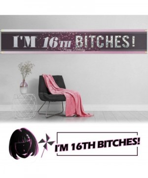 I am 16th Birthday Banner Yard Sign Backdrop - 16 Birthday Party Decorations Supplies for Girls Silver Pink - 9.8 x 1.6ft - C...