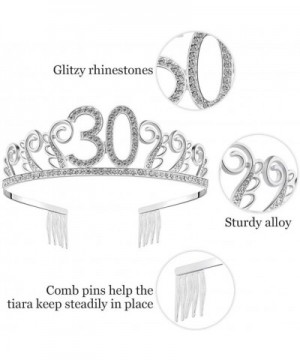 30th Brithday Tiara and Sash- Glitter Satin"Dirty Thirty" Sash + Rhinestone Birthday Crown for Happy 30th Birthday Party Supp...