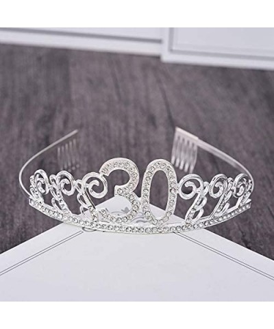 30th Brithday Tiara and Sash- Glitter Satin"Dirty Thirty" Sash + Rhinestone Birthday Crown for Happy 30th Birthday Party Supp...