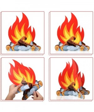 4 Set 3D Decorative Cardboard Campfire Centerpiece- Artificial Fire Fake Flame Paper for Campfire Party Decorations (12 Inche...