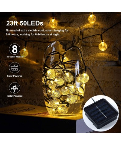 Globe Solar String Lights 50 LED 23 Ft Waterproof Outdoor Indoor Crystal Balls Fairy Lights with 8 Modes for Home Garden Pati...