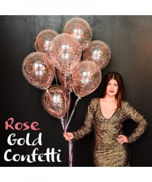 Gold Confetti Balloons For Party Decorations- Rose Golden Paper Dots Inside Clear 12 Inches Latex Balloon- (20 Pack)- For Hel...