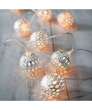 20 LED Battery Operated White Moroccan Orb Fairy Lights String for Outdoor Garden Patio Christmas Party Wedding Decoration (W...