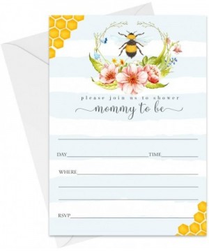 Mama to Bee Baby Shower Invitations (25 Guests) Flower and Bumblebee - Gender Reveal - Neutral- Boy- Girl - Pink- Blue- Yello...