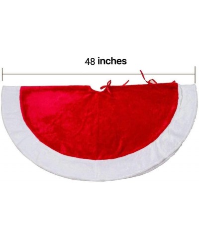 Christmas Tree Skirt- 48 inches Red and White Velvet Large Xmas Tree Mat - C0188DQCE5L $14.26 Tree Skirts