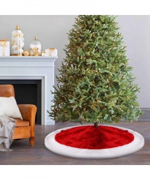 Christmas Tree Skirt- 48 inches Red and White Velvet Large Xmas Tree Mat - C0188DQCE5L $14.26 Tree Skirts